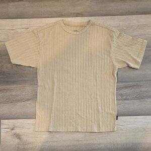 Textured Beige Short Sleeve Men's Tee